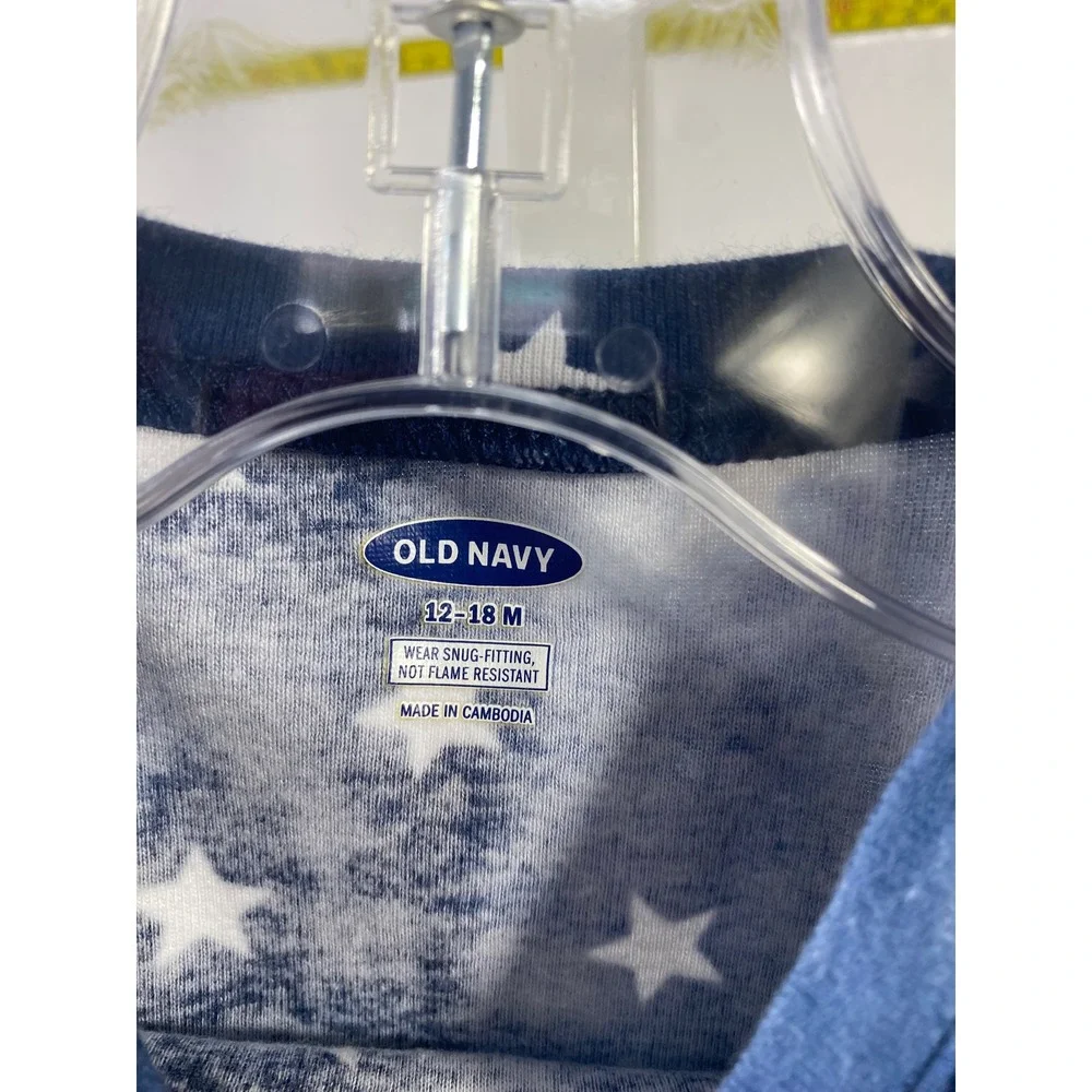 Old Navy Baby Blue Tie‎ Dye Star Print T-Shirt 12-18 Months Patriotic Crew Neck